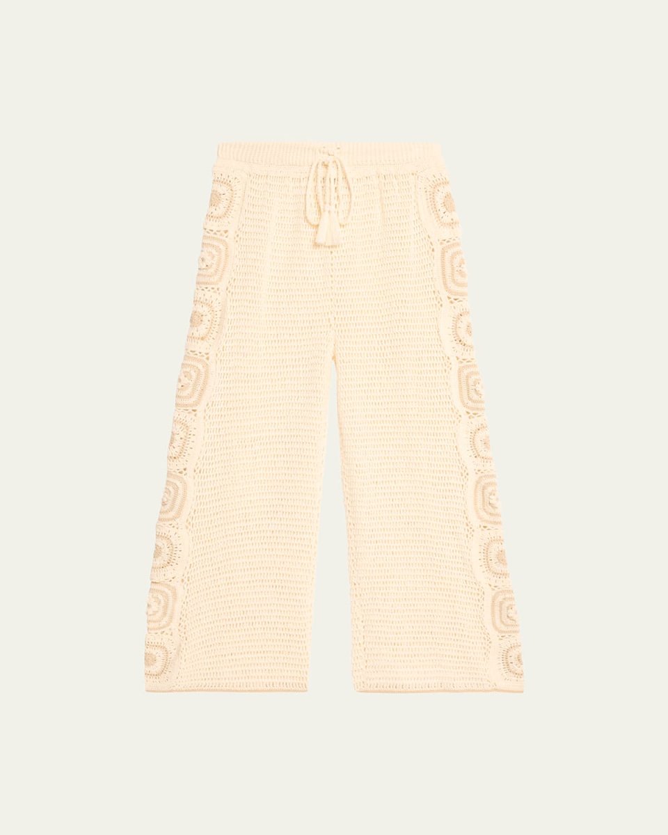 Kasi Wide-Leg Cotton Crochet Pants